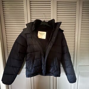 Abercrombie & Fitch Black Puffer Jacket with Hood